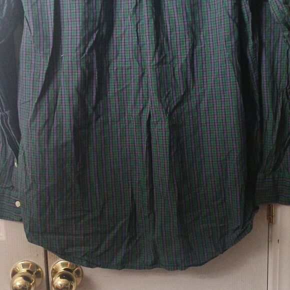Brooks Brothers Original Polo Shirt green blue plaid long sleeve button down Sz - Picture 7 of 8